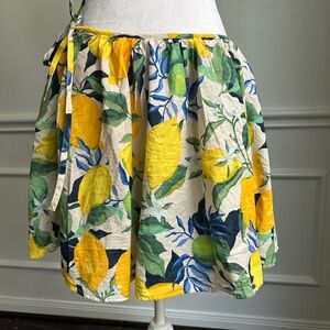 H&M Yellow Green Cream Green Circular Mini Skirt, Woman Size 18